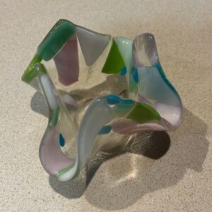 Glass art candle holder
